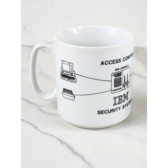 IBM Security Systems Cybersecurity Coffee Mug 14oz Teacup 80s 4" x2 Vintage - Picture 2 of 15